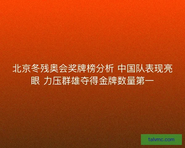 北京冬残奥会奖牌榜分析 中国队表现亮眼 力压群雄夺得金牌数量第一